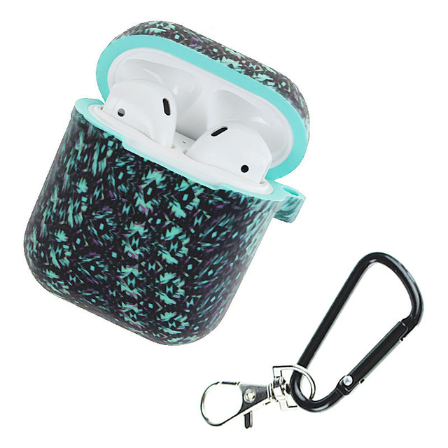 Camouflage Silicone Shockproof Protector Cover Case Carabiner for Airpods Case i10 i12 TWS Bluetooth Luminous Protector Water duck black diamond