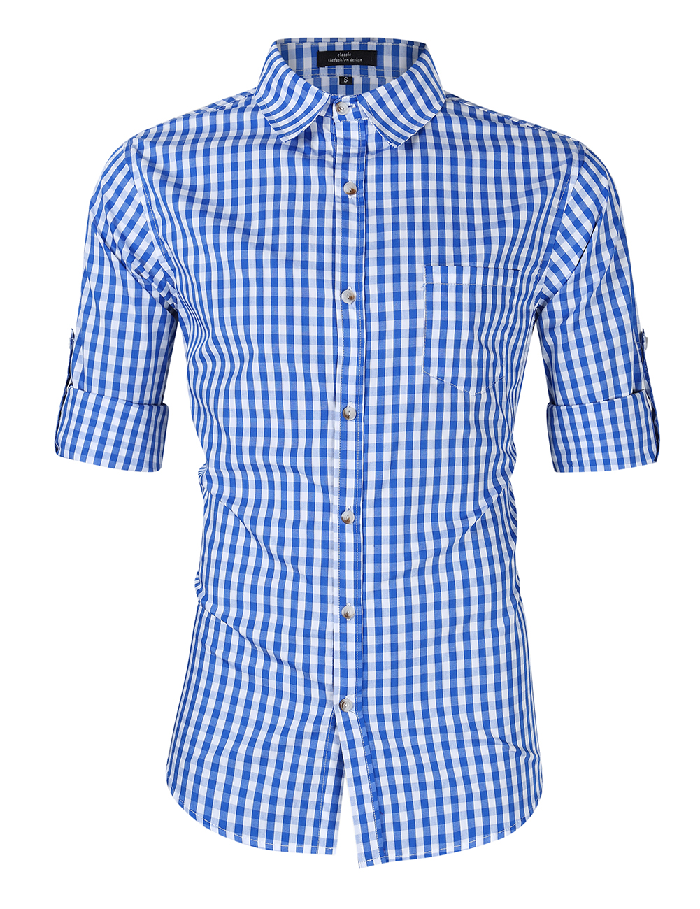 [US Direct] Men's Oktoberfest Costumes Long Sleeve Shirt Fashion Plaid Front Pocket Classical Shirt Tops