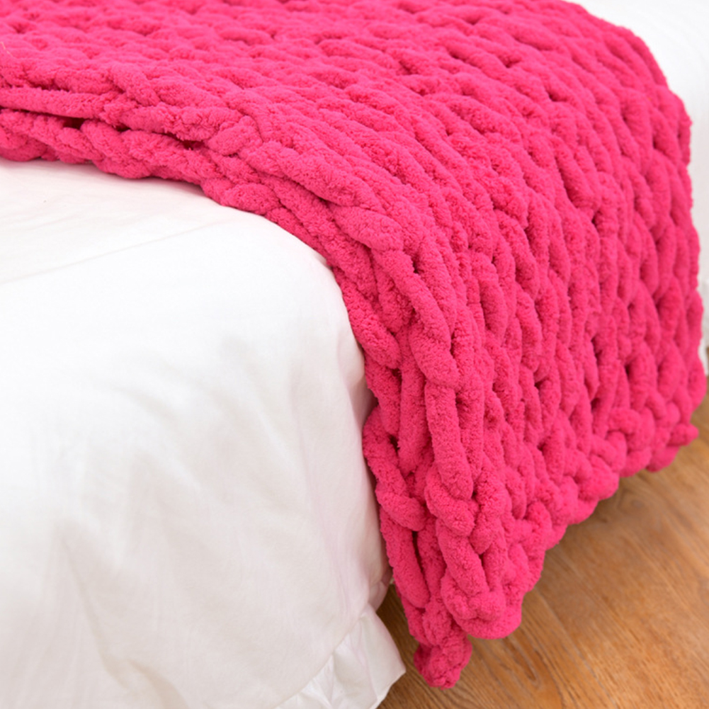 Wholesale 120x150cm Throw Blanket Super Soft Cozy Warm Thickened Braid Knit Blanket Rose Red 120X150CM From China