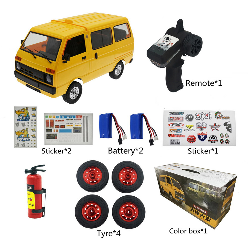 Wpl D42 Van 1:10 Tj110 Drift Remote  Control  Car With Sticker Metal Tire Large-angle Steering Children Gifts Play Toys For Boys Red 2 battery