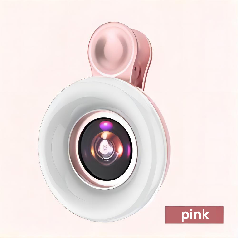 Macro Lens With Mini Clip Ring Light Portable Circle Light Macro Lens Attachment For Smart Phone Photography pink