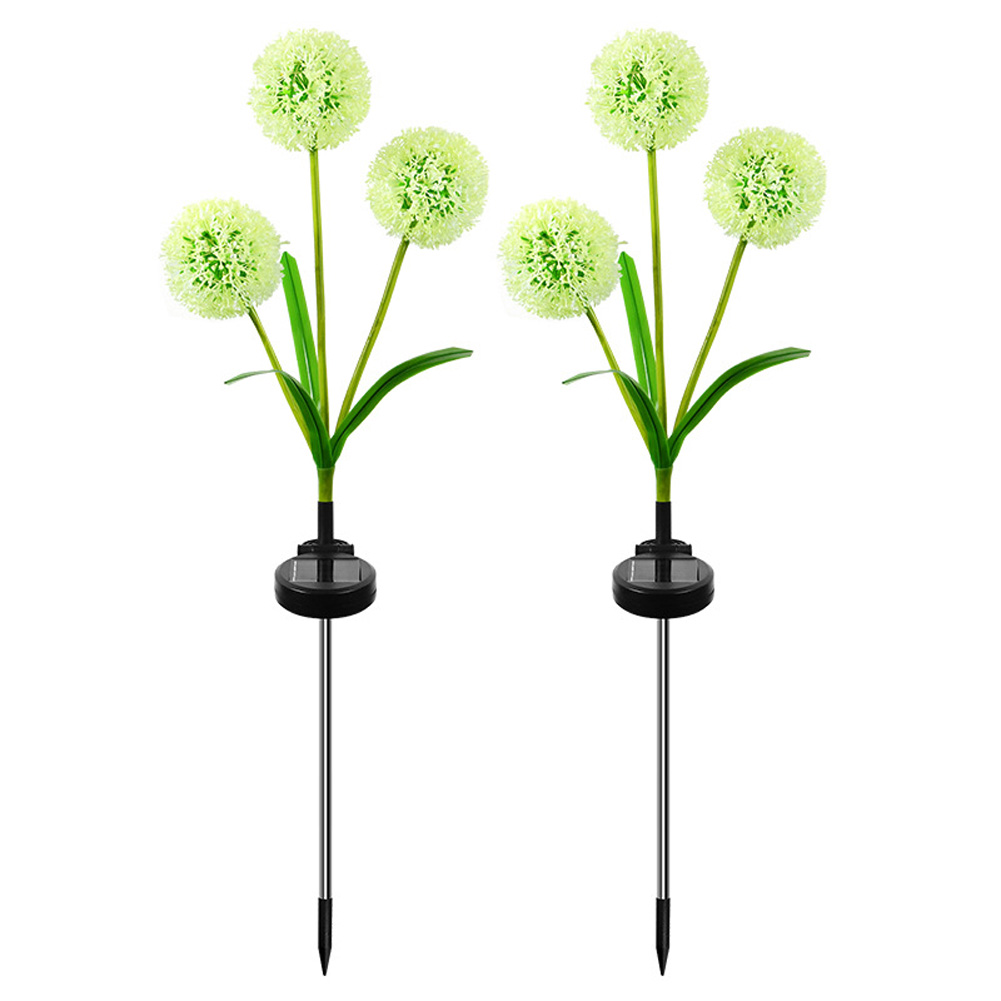2 Pack Solar 3-head Flowers Light Outdoor IP65 Waterproof 2 Modes 3-in-1 Flowers Solar Powered Lights For Garden Yard Decor Colorful light