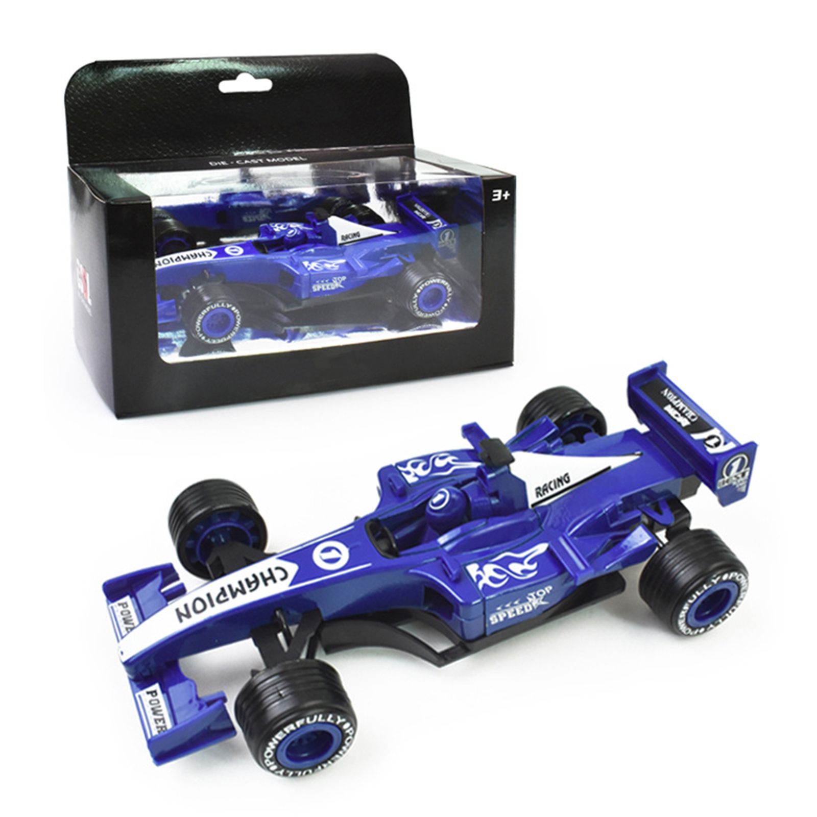 Racing Car Model F1 1:24 Scale Pull Back Cars Drop Resistant Lightweight Alloy Cars Toys For 4-6 Years Old blue