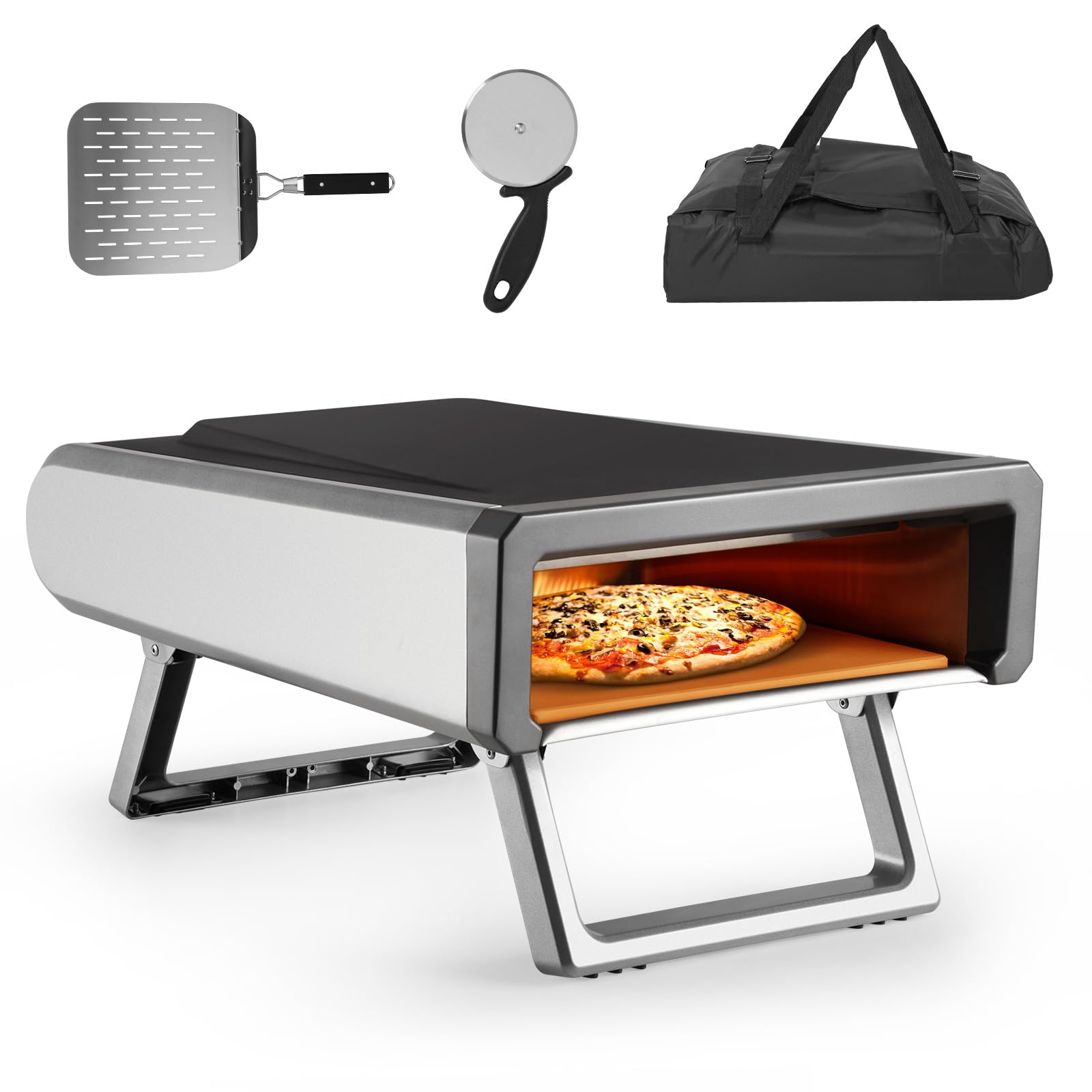 US APRAFIE Pizza Oven Gas Outdoor 12 Inch Portable Stainless Steel Propane Pizza Oven