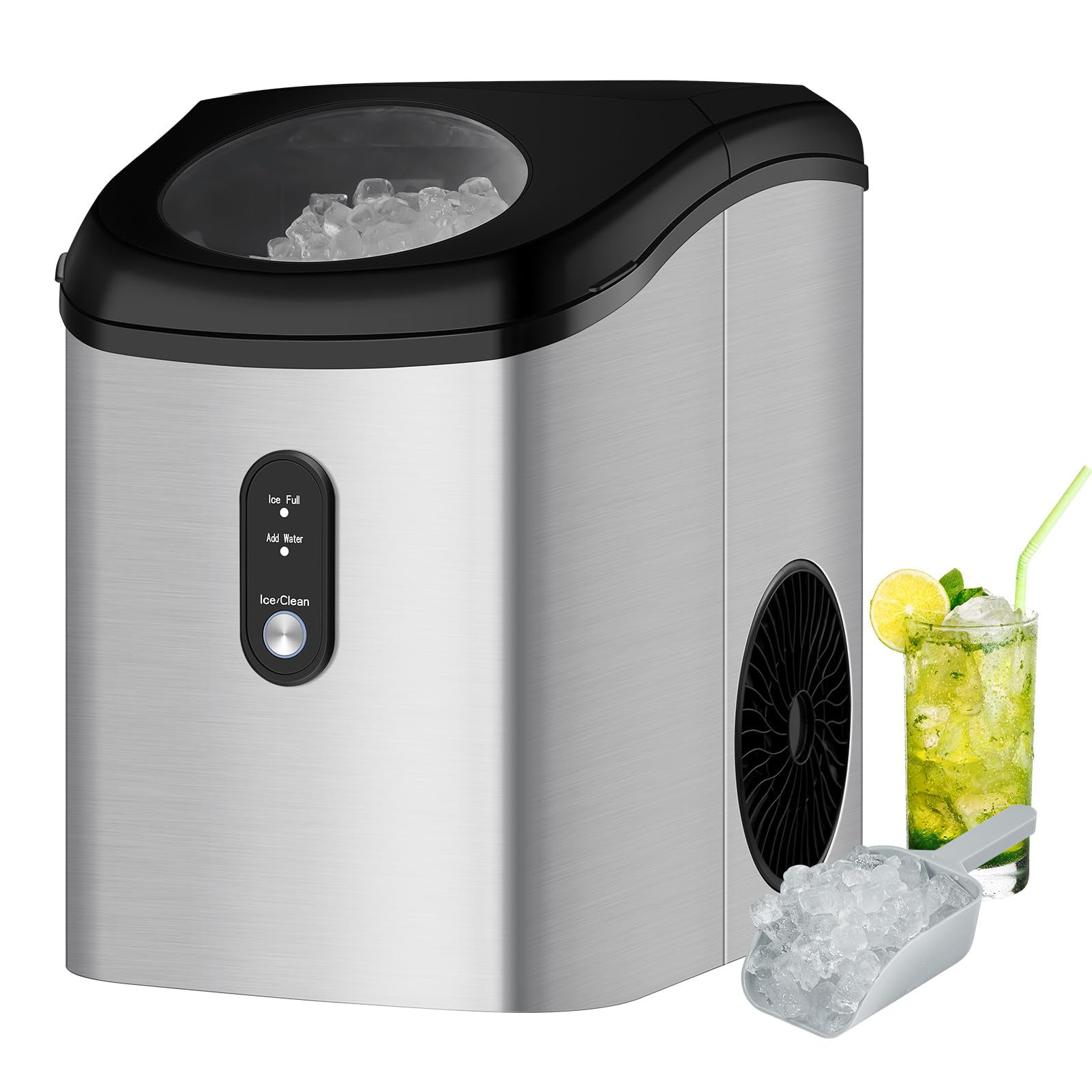US ZSTAR Nugget Ice Maker Countertop Ice Machine 33LBs/24H Ice Machine Portable