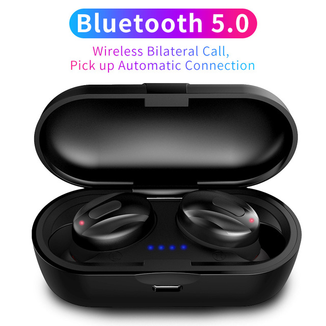 TWS V5.0 Handsfree Headsets Bluetooth Headsets Dual Stereo Headset for iphone All Smartphones black