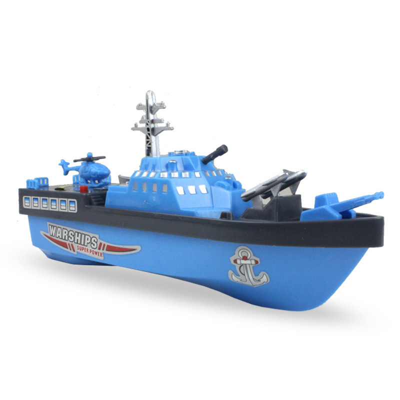 1*Blue Electric Warship Water Bath Toys Baby Ship Boat Educational Toy Latest