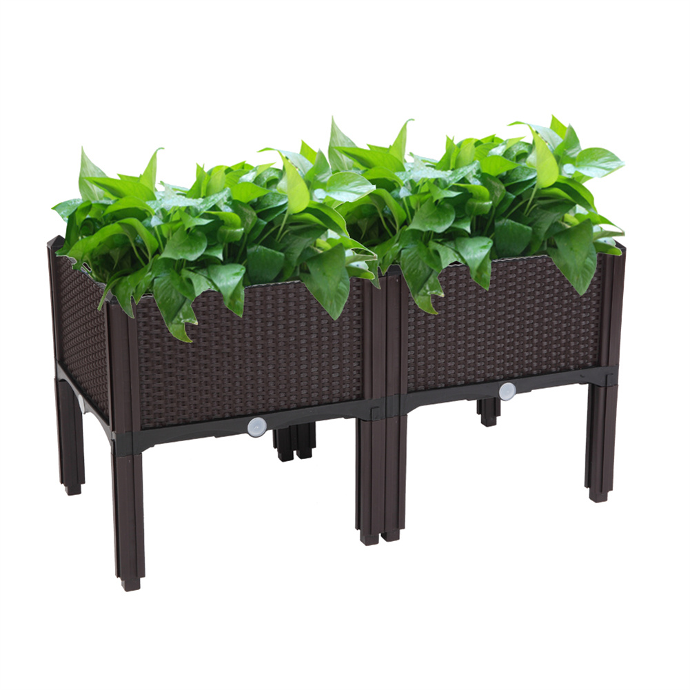 US 2pcs Free Splicing Injection Planting Box Lightweight Brown