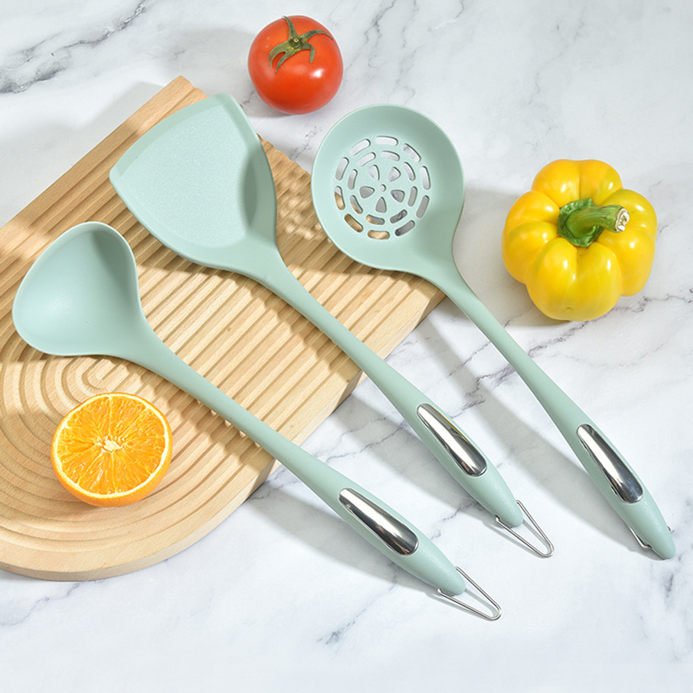 Silicone Cooking Utensil Set 3-piece Food-Grade Silicone Heat Resistant Kitchen Utensils Set For Home Kitchen Nordic green