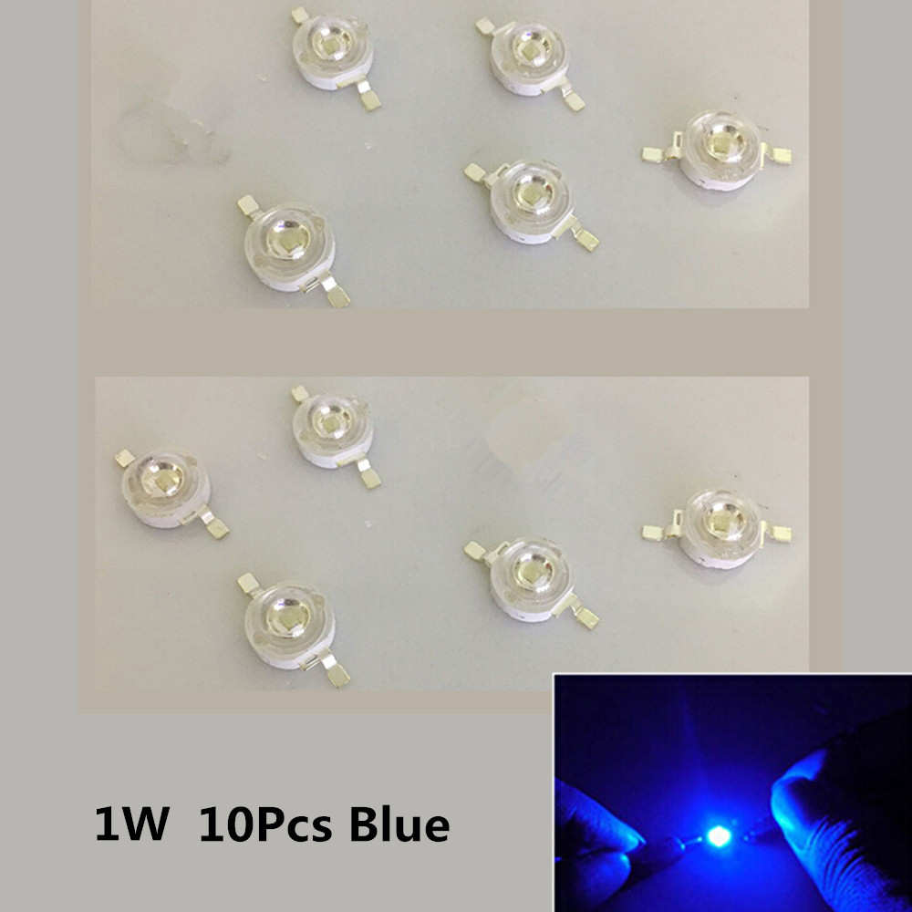 10Pcs/Set 1W LED Super Bright Lamp Beads Night Light for Flashlight Stage Yard Bulb Blu-ray 455-460NM