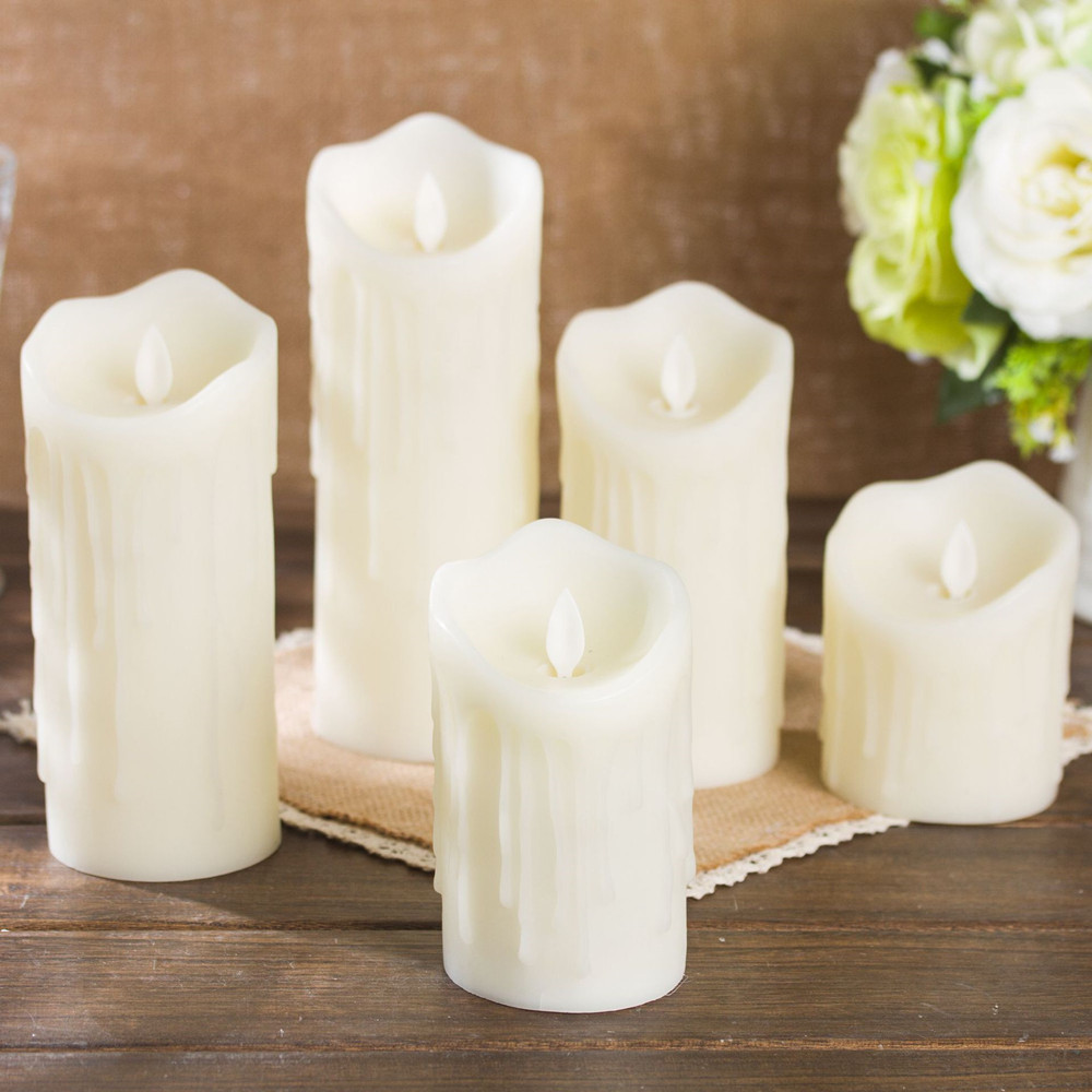 LED Simulate Flameless Electric Candle for Home Wedding Decor Warm Yellow Light 7.5x17.5cm