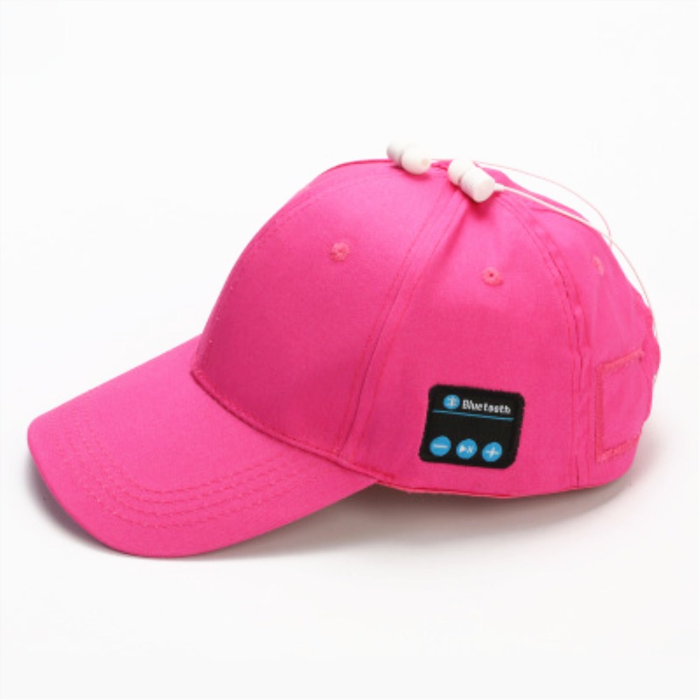Wireless Bluetooth Earphones Sport Music Cal Baseball Cap Ourdoor Headset rose Red