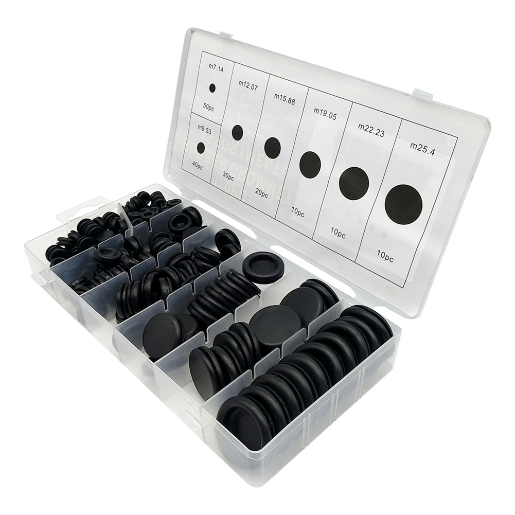 170pcs Rubber Plug Hole Grommet Kit Single-sided Retainer Protective Coil Gasket Retaining Ring Parts as shown in the picture