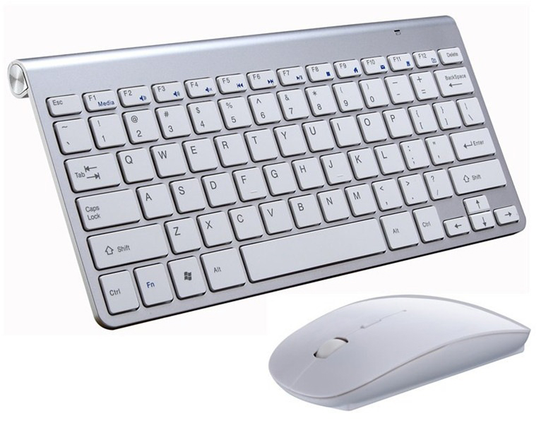 2.4G Wireless Keyboard Mouse Set Mini Multimedia Keyboard Mouse Combo Set for Notebook Laptop Mac Desktop PC  Silver gray
