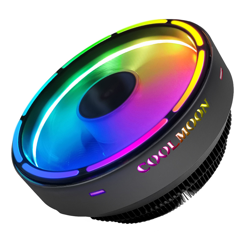 Computer CPU Heatsink Cooling Fan RGB Colorful Lighting Cooler Computer Radiator Aluminum Heat Sink With 17 Lighting Modes Simple Installation CPU System Cooling Fan black