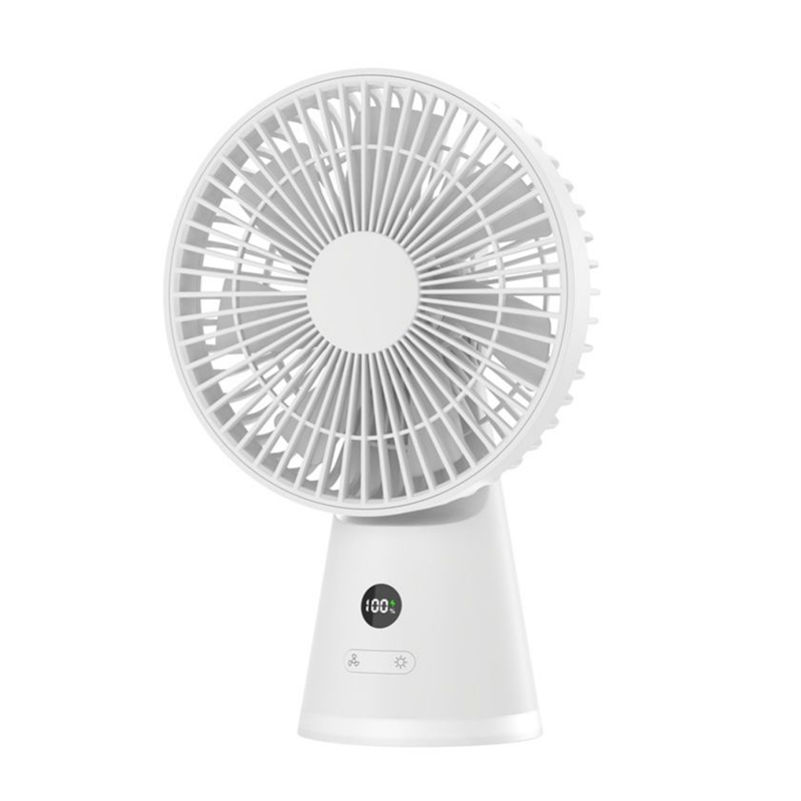 Quiet Desk Fan, 3600mAh Portable Table Fan, LED Battery Level Display Desk Fan With Night Light, 5 Speeds Strong Air And 90° Adjustable Tilt Fan White