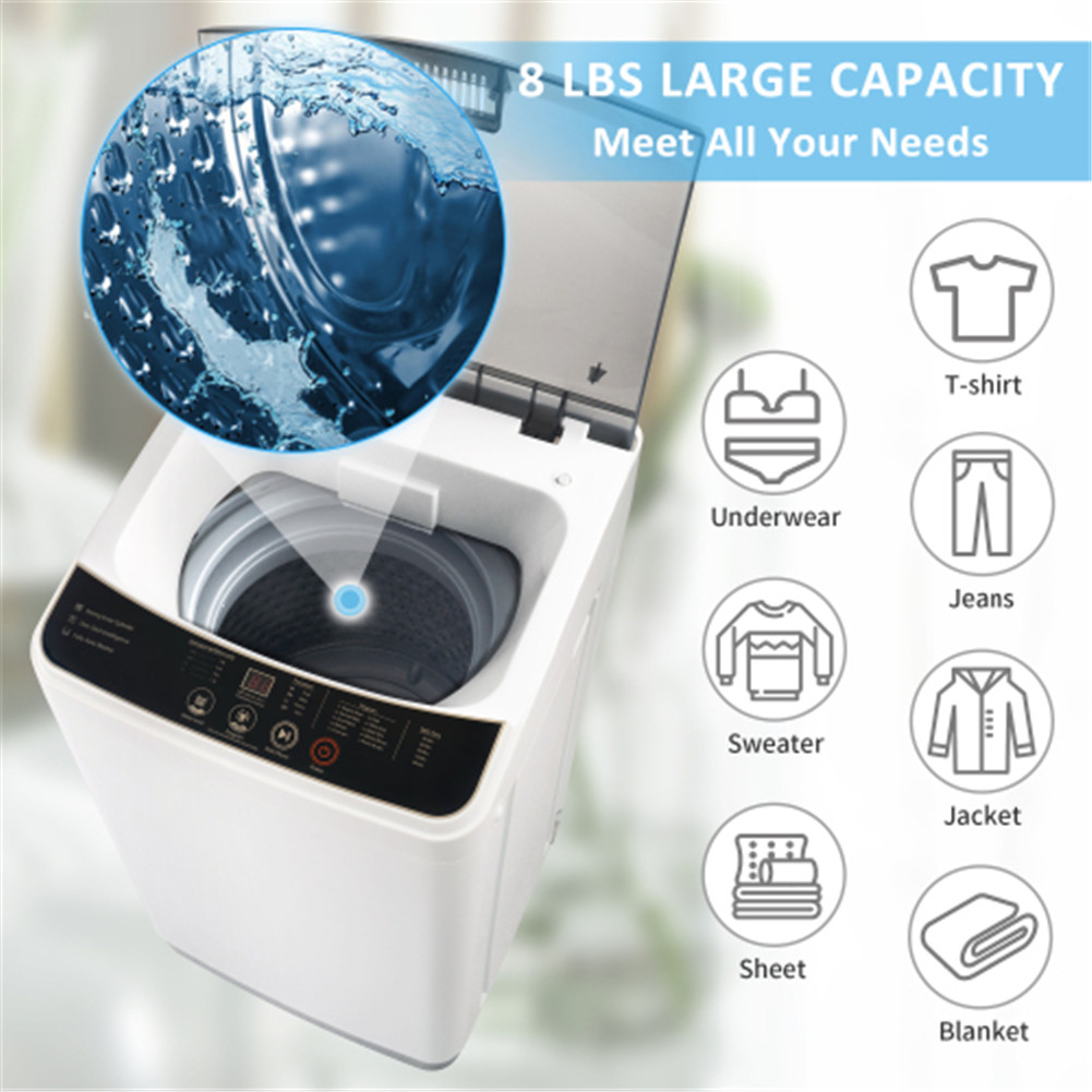 Automatic Washing Machine 8 Lbs Load Capacity Portable Washer