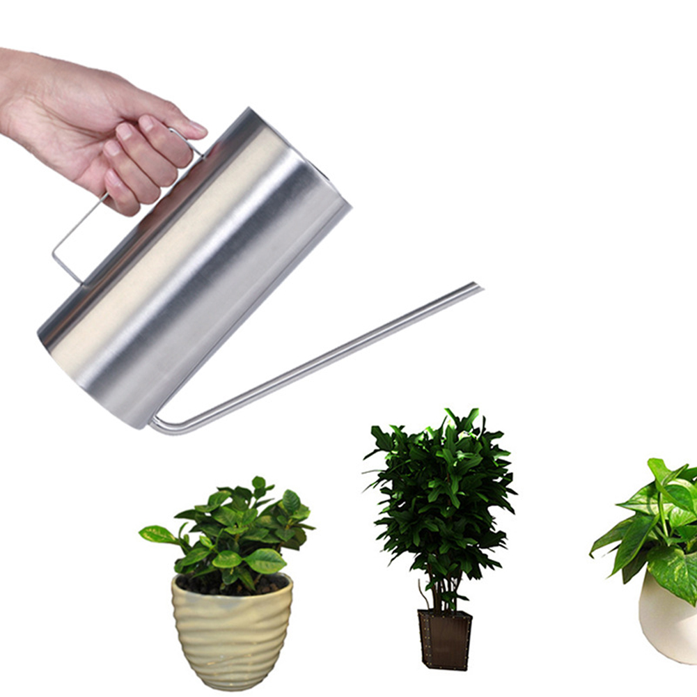 1.5L Stainless Steel Watering Flower Kettle Long Mouth Watering Pot Gardening Tools  silver
