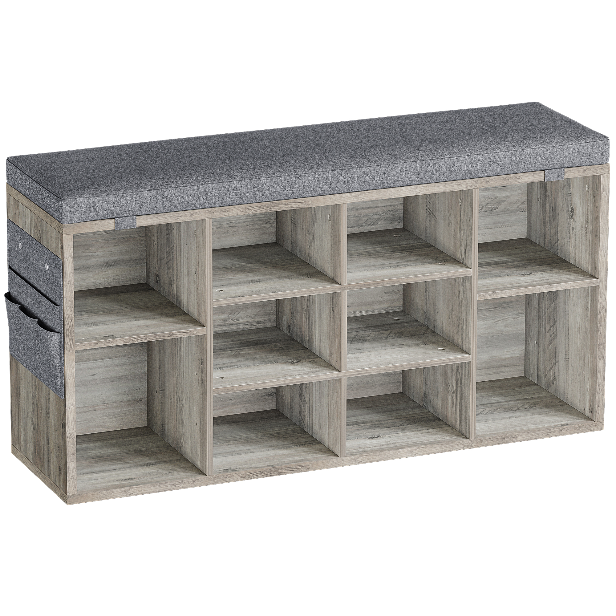 US GARVEE Shoe Bench Entryway Storage + Adjustable Shelf + Cushioned Seat + Particleboard + Removable Cover + 41 inch, Grey