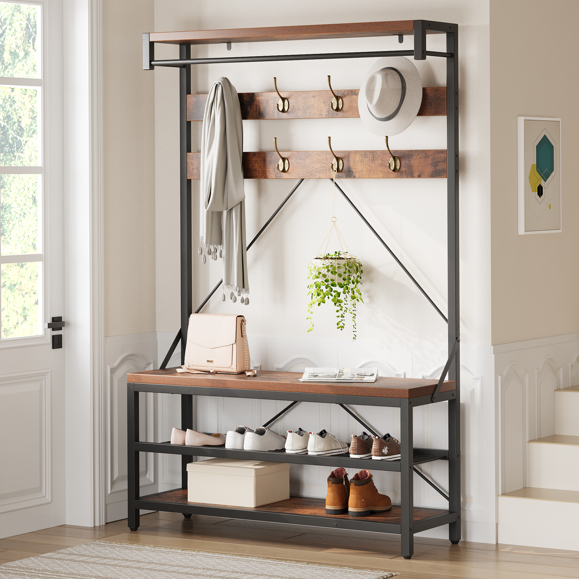 US GARVEE Industrial Storage Shoe Bench, 72