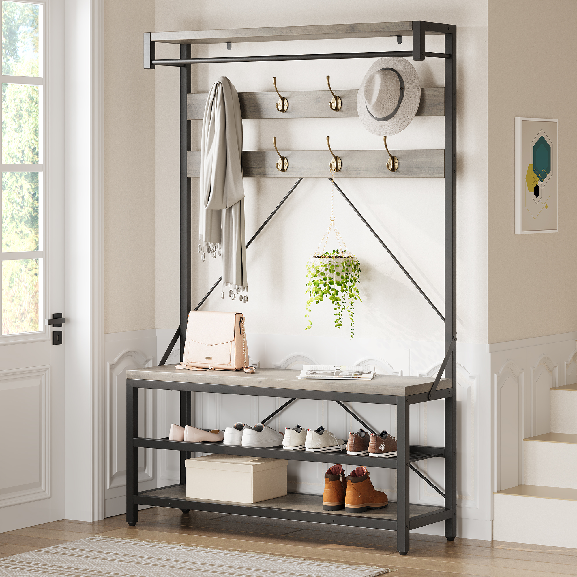 US GARVEE Industrial Storage Shoe Bench, 72