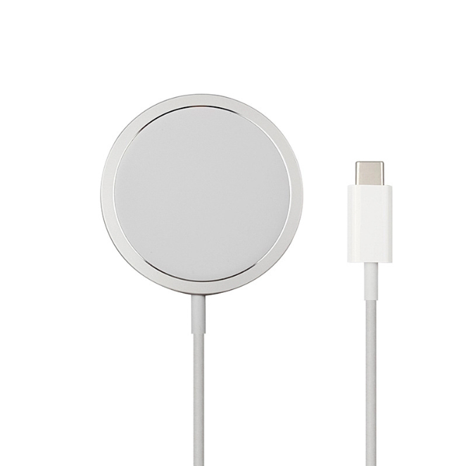 Magnetic Wireless Charger Fast-Charging Intelligently Identify Charging Power Charger 15W Aluminum Alloy-Silver