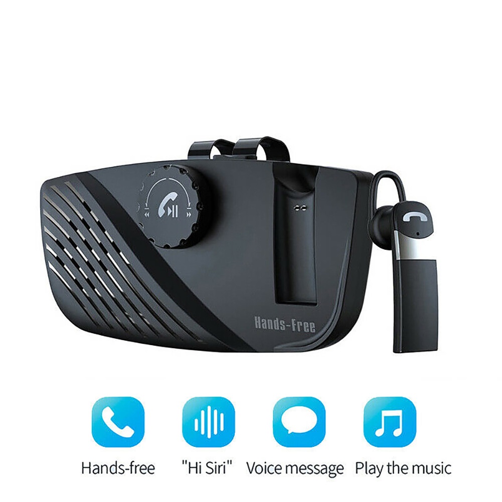 2-in-1 Bluetooth-compatible Handsfree Speakerphone Car Kit Sun Visor Wireless Hands-free Speaker Audio Loudspeaker black