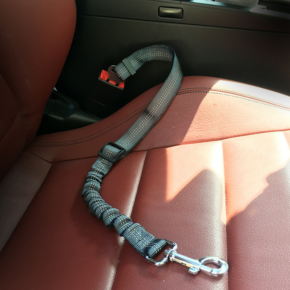 Car Seat Belt Dog Leash Elastic Reflective Safety Traction Rope gray_L
