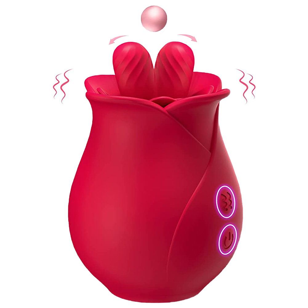 Rose Sex Toy G Spot Vibrator Clitoral Nipple 10 Tongue Licking 10 Vibration