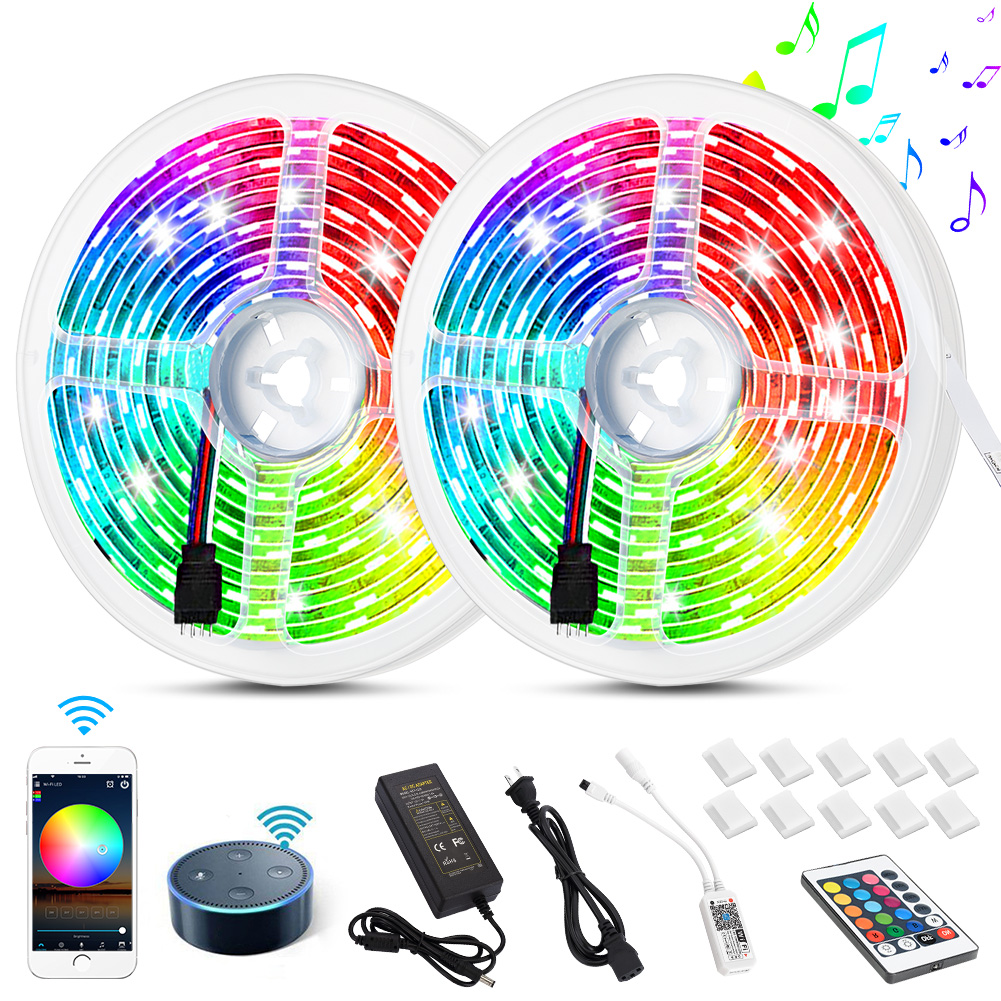 US Non-waterproof LED light strip, American standard, Wifi wireless smart phone control strip light kit 32.8ft 300led 5050 non-waterproof LED light, using Android and IOS system, Alexa