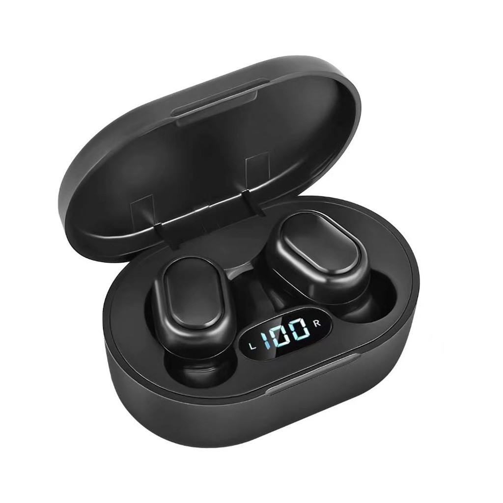 E7s Wireless Headset, Bluetooth-compatible 5.0 Noise Reduction Earphone Led Screen, Large Charging Capacity 300mah Headphone black