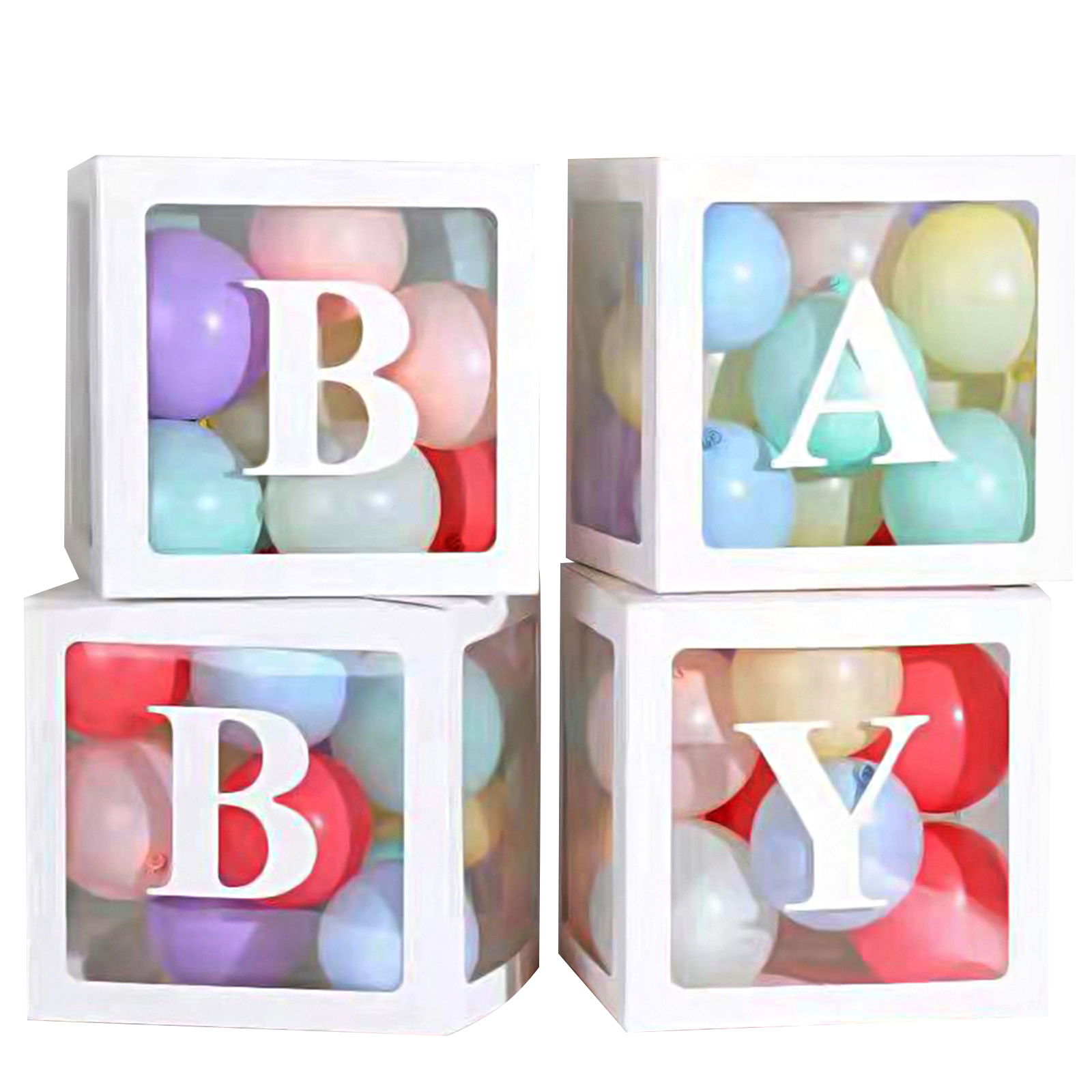 4pcs Love Love Transparent Balloon Boxes Lightweight Reusable For Baby Shower Birthday Party Valentine Day Decor BABY