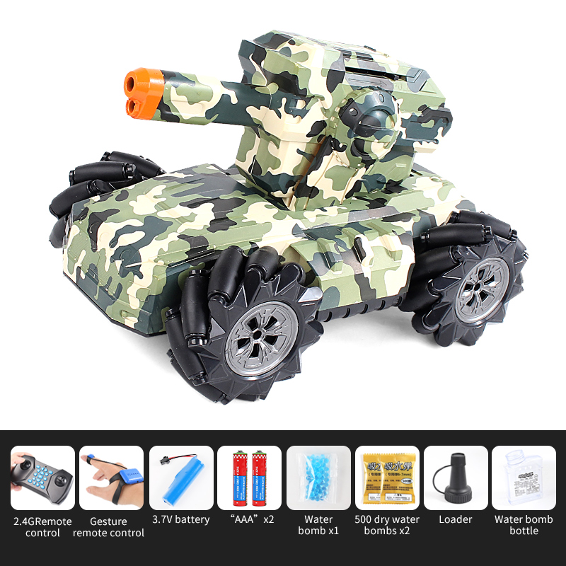 2.4G Drift Truck 360Degree Rotation Music Light Toy Double Remote Control  RQ2085 camouflage blue