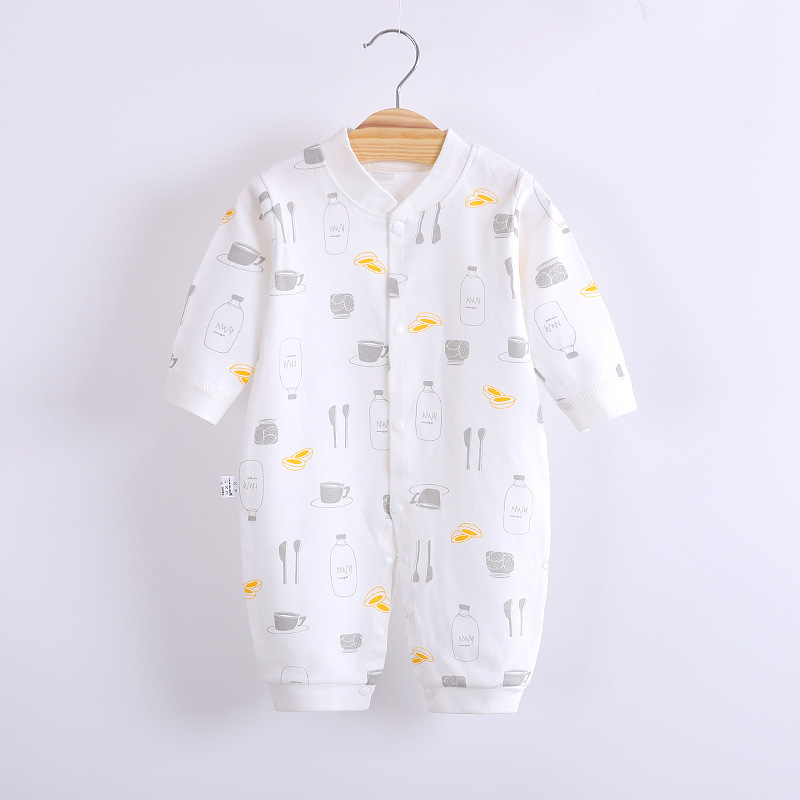 Baby Romper Infant Cotton Long Sleeves Cute Printing Breathable Jumpsuit For 0-1 Years Old Boys Girls cup bottle 0-3M 59cm