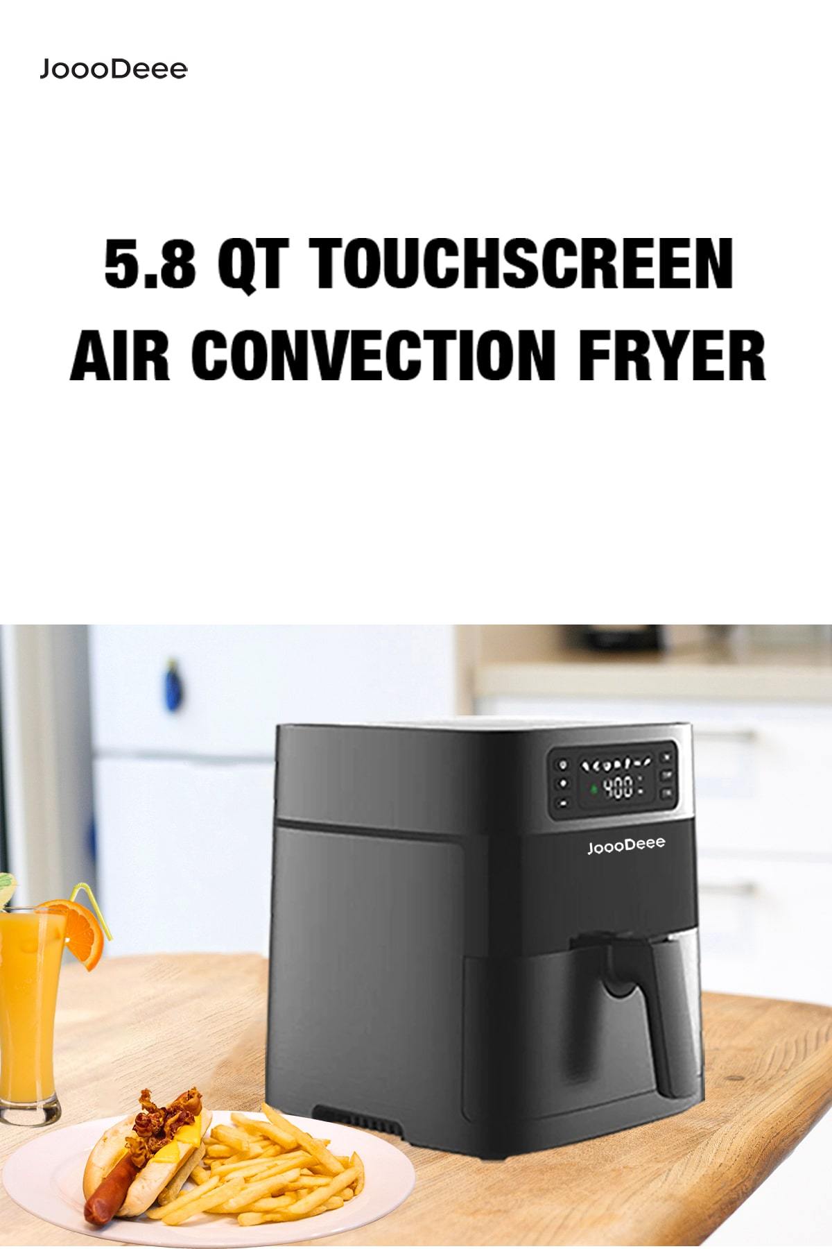 JoooDeee 5.8 QT Electric Air Fryer Hot Oven Oilless Cooker
