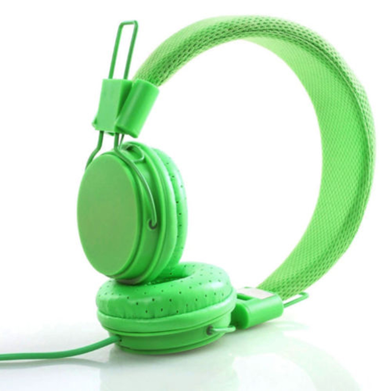Kids Wired Ear Headphones Stylish Headband Earphones for iPad Tablet  green