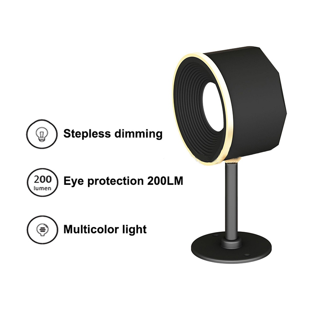 Led Wall Lamp 3-color 360 Degree Rotating Dimmable Usb Rechargeable Touch Control Table Lamp Night Light Round black (touch type) 3000k-6500k + adjustable