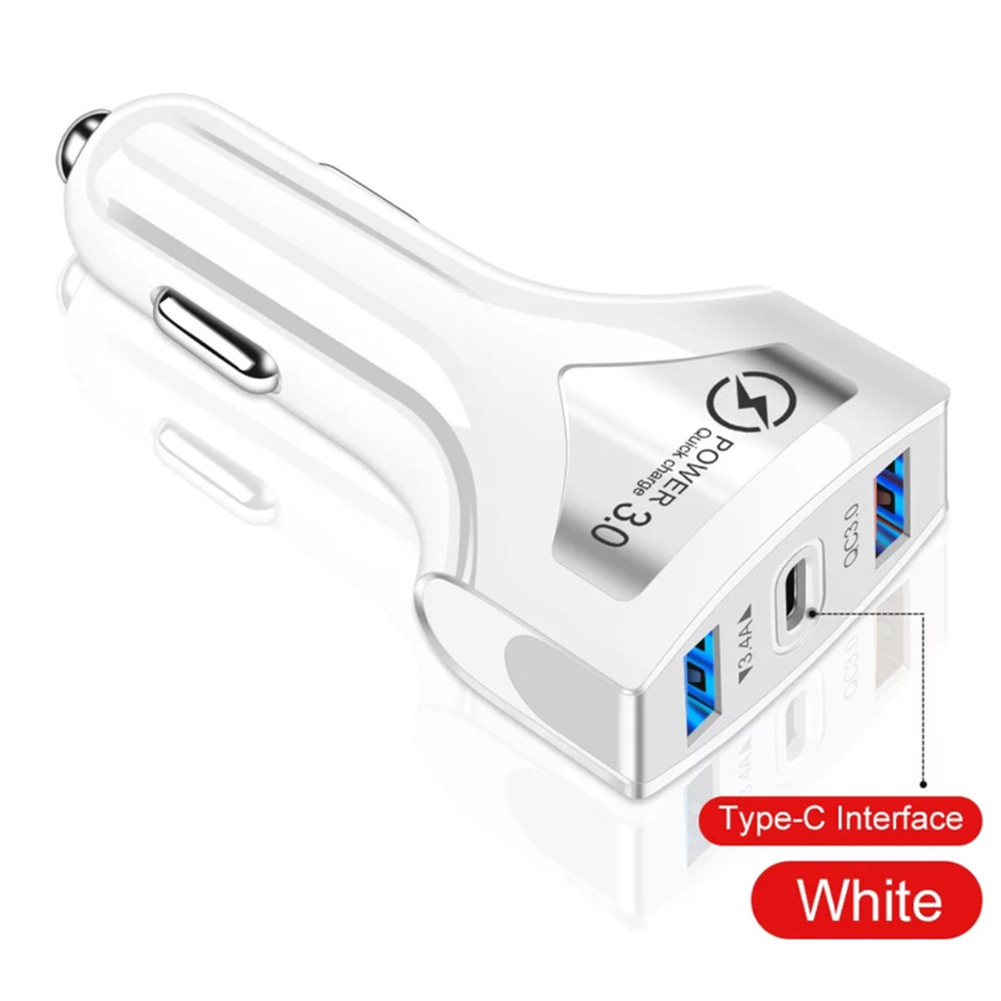 Portable Car Charger 3.0 Dual Usb High-speed Charging Adapter With Led Indicator White