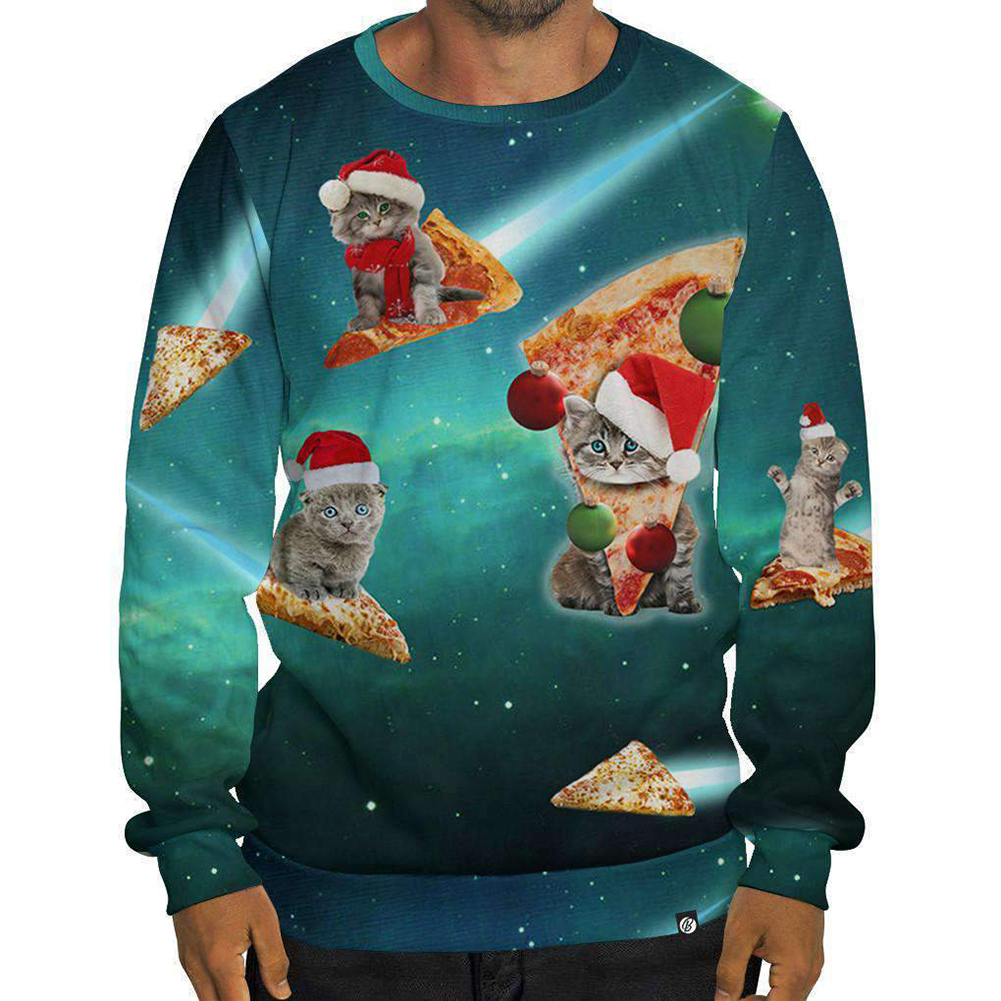 Fashion Unisex Digital Printed Christmas Style Long-sleeve Shirts Casual Tops