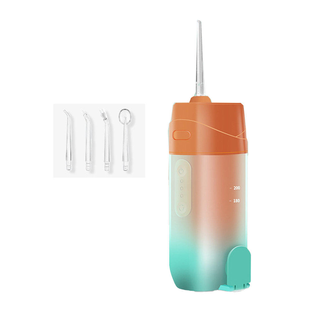 Portable Dental Flosser Teeth Pick, 4 Nozzles Oral Irrigator Waterproof Electric Waterflosser Flossing Machine With 3 Modes 0.5 MM Slim Water Teeth Pick For Orthodontic Population Orange green ordinary style