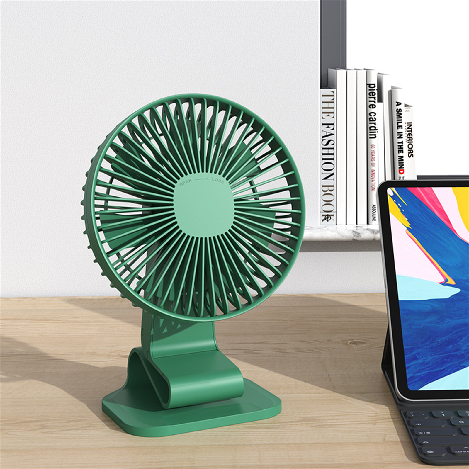 0.8a 5v Folding Desktop Usb Mini Fan 3 Levels Adjustable Speed Charging Electric Fan For Work Travel F6 green with battery