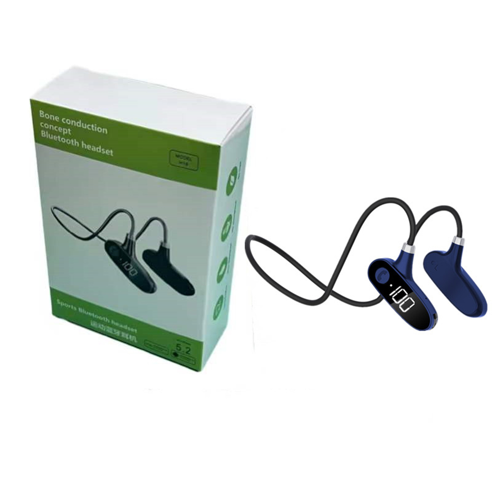 H18 Bone  Conduction  Earphones Wireless Bluetooth-compatible Digital Display Waterproof Sports Headphones For Fitness Running H18 deep space blue