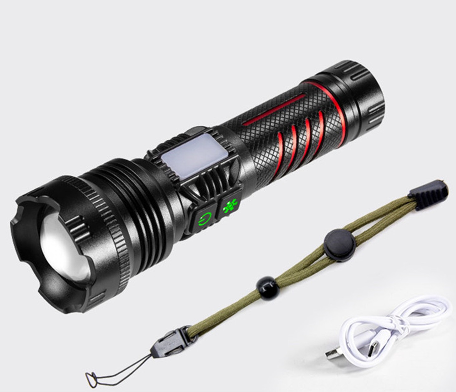 Led Flashlight Rechargeable Zoom Strong Light Aluminum Alloy Outdoor Lighting Torch With Side Lights XQS291COB flashlight