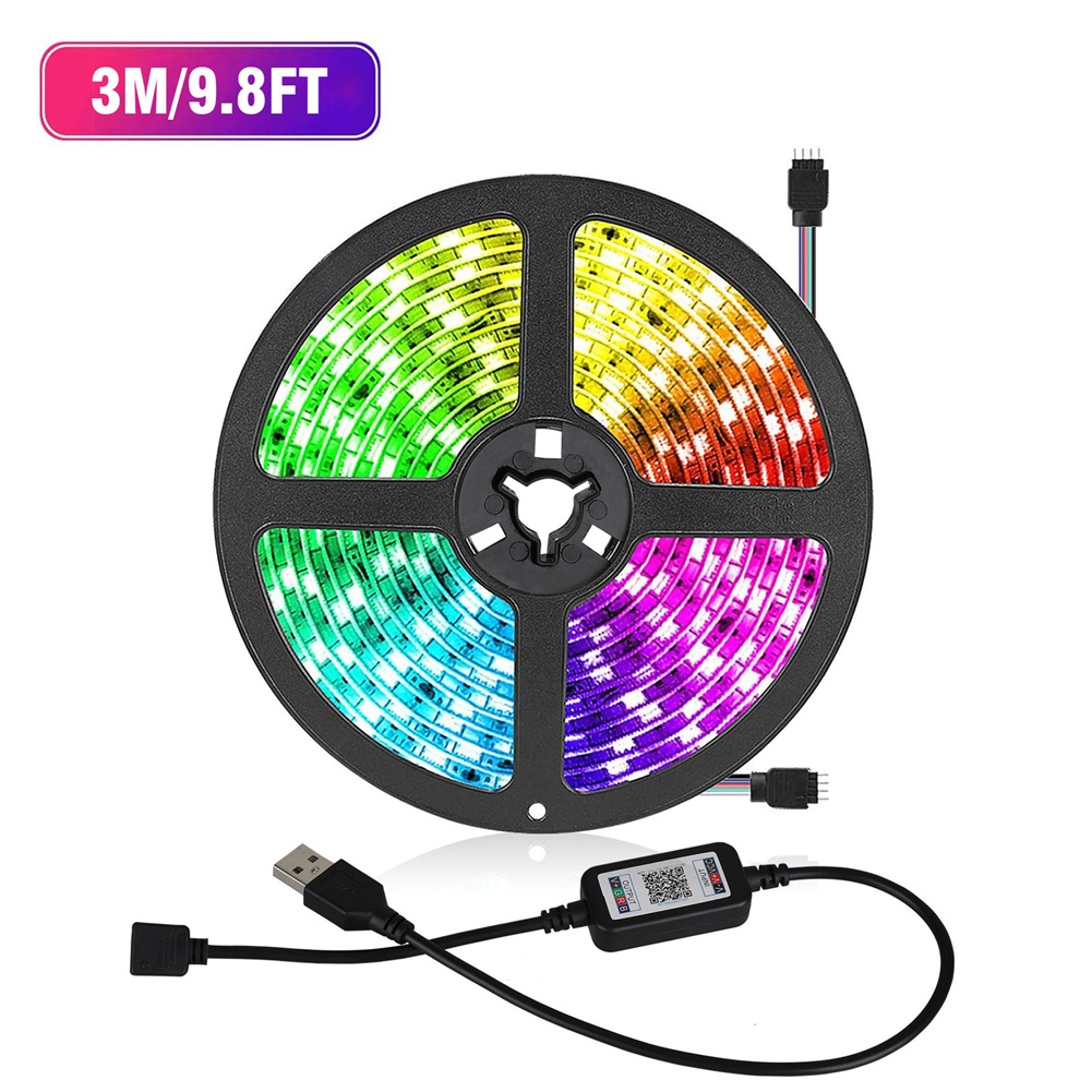 Usb Led Strip Lights 5050 Rgb Waterproof Super Bright Bluetooth-compatible App Remote Control Strip Lights 3 meters