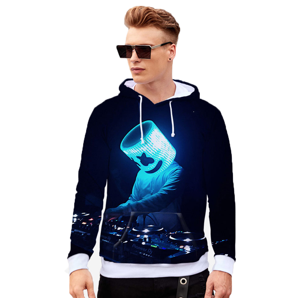 Men Women DJ Marshmello Noctilucent Hoodie 3D Digital Printing Light Long Sleeves Pullover Sweater J_L