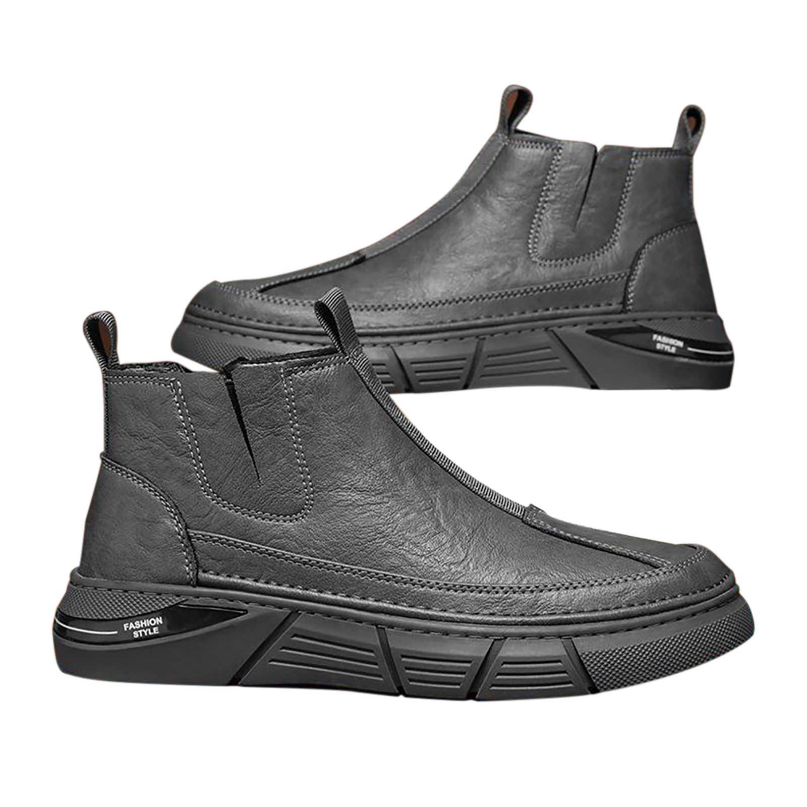 Men Safety Shoes Boots High Top Artificial PU Leather Waterproof Comfortable Lightweight Anti Slip Work Casual Shoes Ankle Boots grey 42