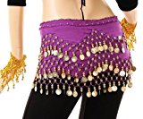[EU Direct] Purple Belly Dance Skirt With Gold Coins (Great Gift Idea)