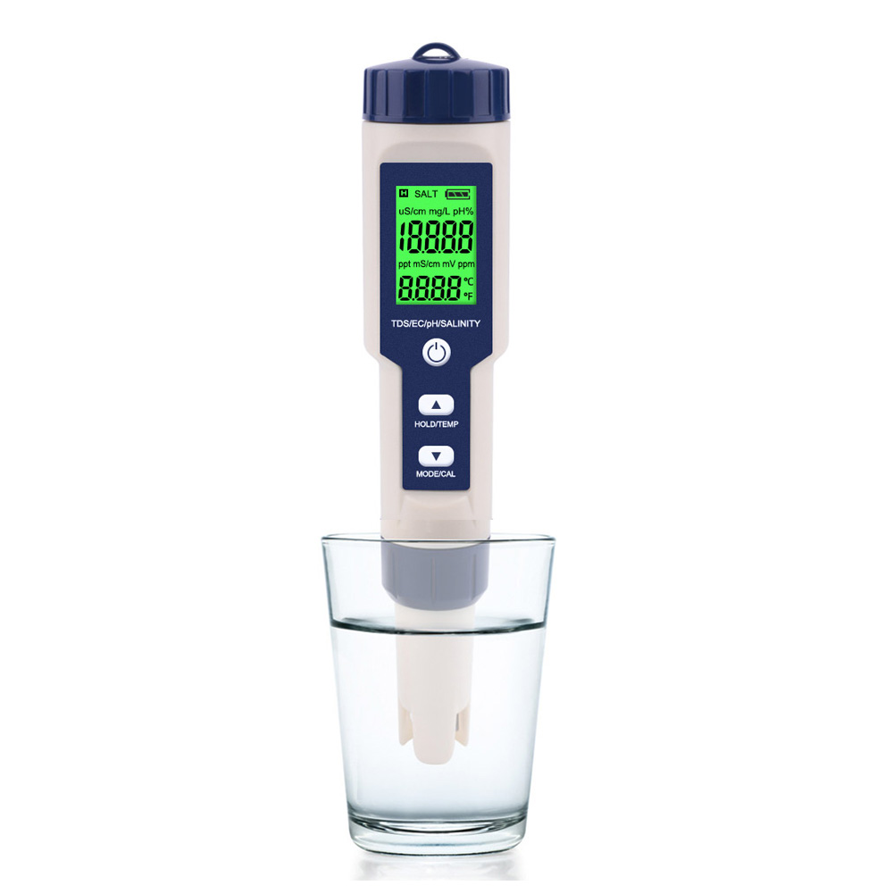 5 In 1 Digital Water Quality Monitor Tester Tds/ec/ph/salinity/temperature Meter For Swimming Pool Drinking Water Aquarium 9909 is without backlit