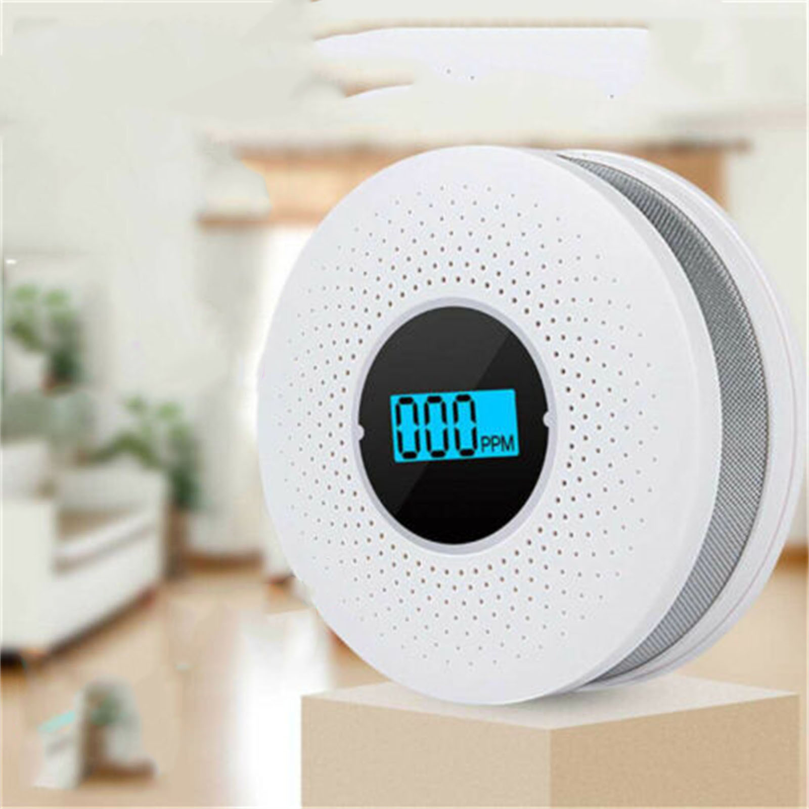Smoke Alarm Co Carbon Monoxide Detector 2-in-1 Lcd Display Sound Light Alarm