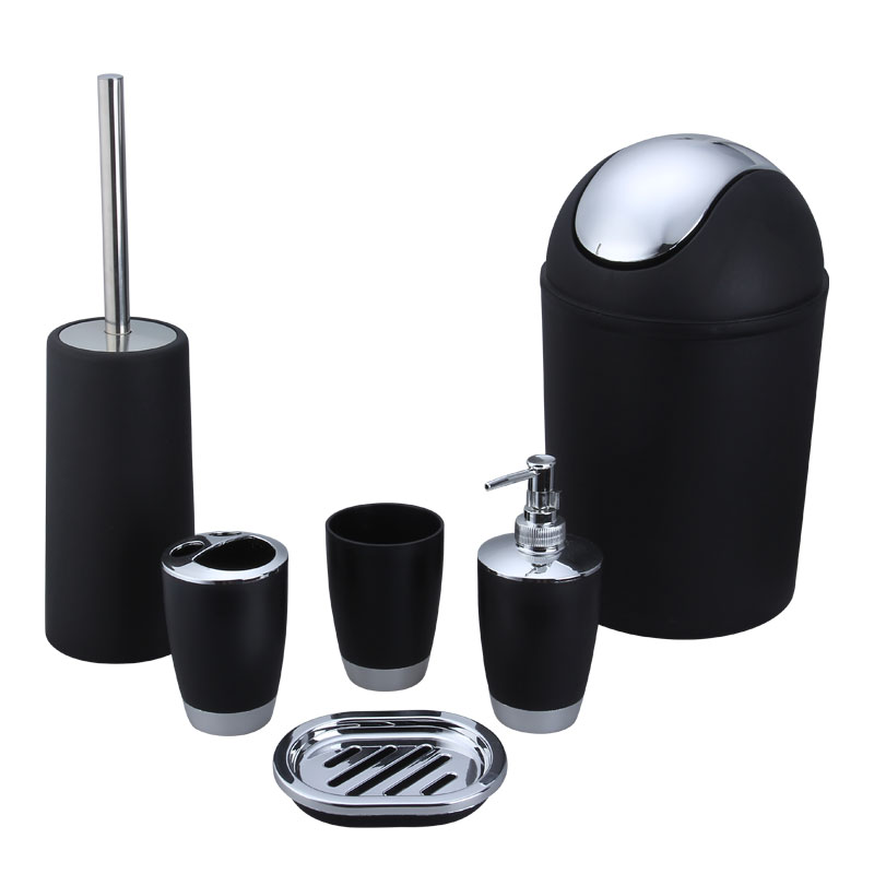 Wholesale 6Pcs/Set Trash Can Toilet Brush Liquid Dispenser Soap Box Cup